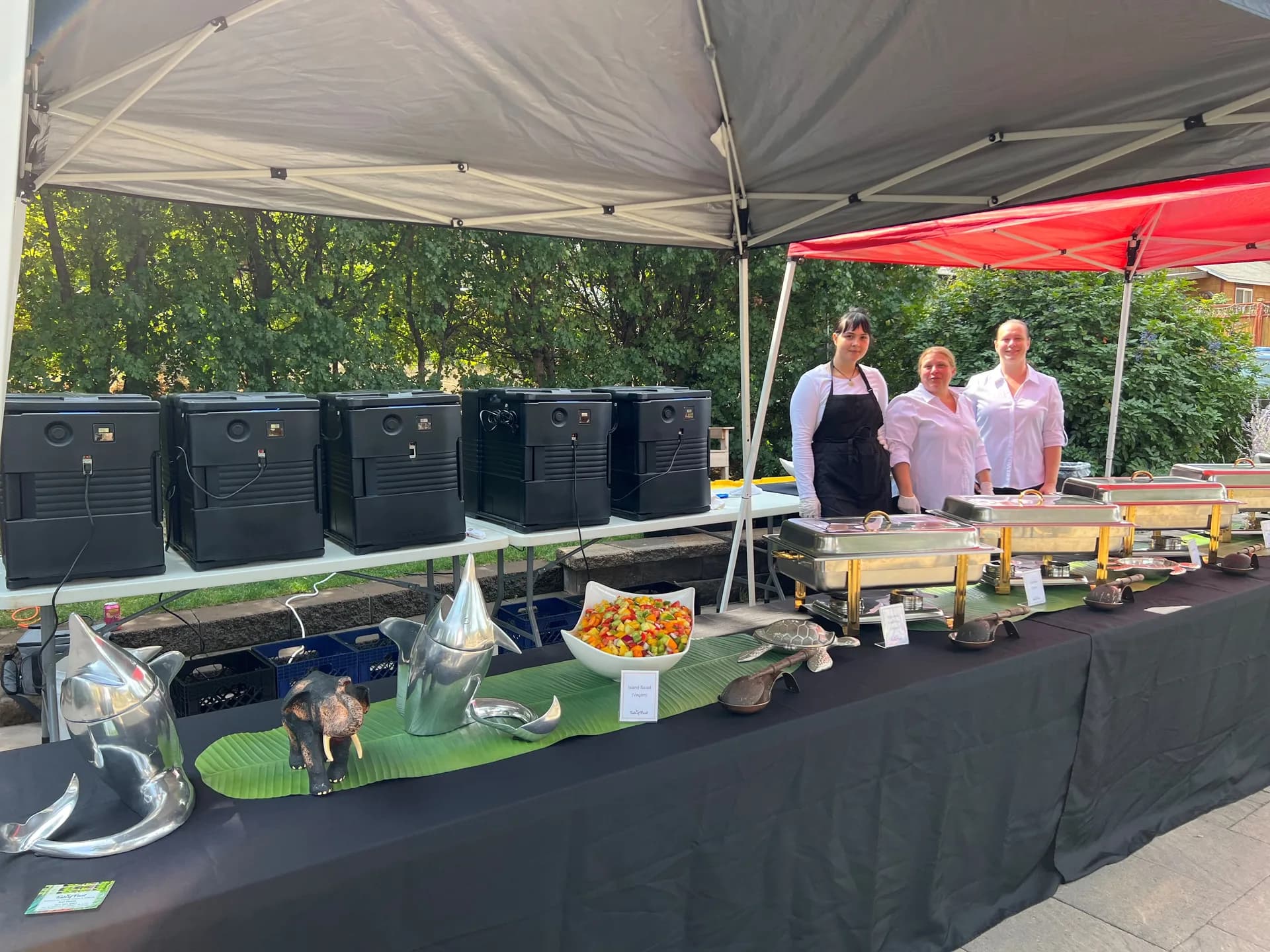 Full Taste of Pearl catering line at an outdoor wedding celebration